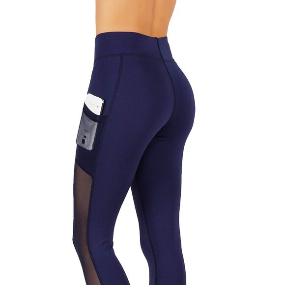 Yoga Leggings Side Mesh Pockets Pants Capri GD56 - Picture 2 of 6
